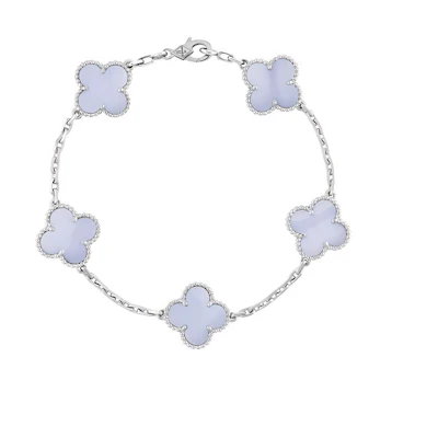 (Women) Van Cleef & Arpels Alhambra Purple 5-Motif 18K White Gold Bracelet for Women. VCARD34700