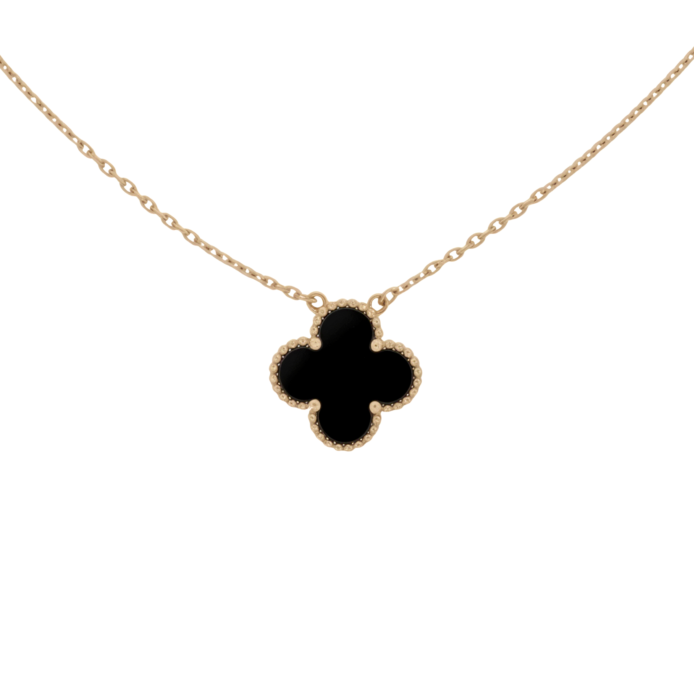 (Women) Van Cleef & Arpels Black Onyx 18K Gold Necklace  Black. VCARA45800