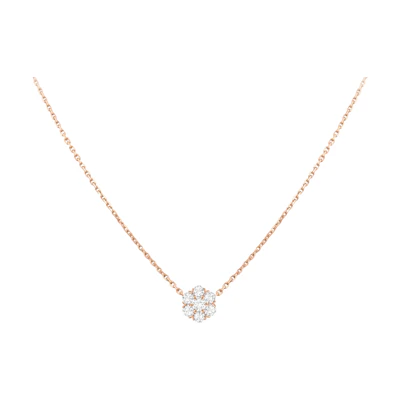 (Women) Van Cleef & Arpels Fleurette Diamond Pendant Necklace 18K Rose Gold for Women. VCARPEBC00