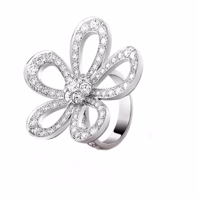 (Women) Van Cleef & Arpels Flowerlace 18K White Gold Ring for Women. VCARP05300