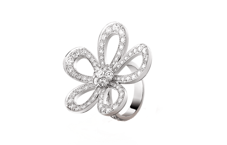 Order (W) 梵克雅寶 花飾蕾絲18K白金戒指 女士款 VCARP05300
