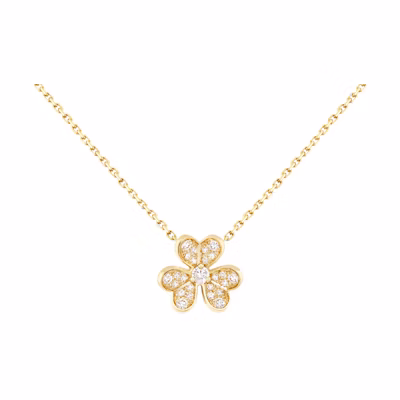 (Women) Van Cleef & Arpels Frivole Flower Pendant Gold Necklace for Women. VCARP24000