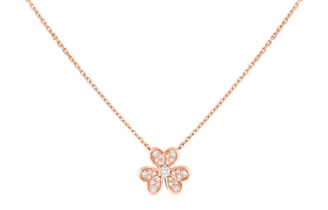 (Women) Van Cleef & Arpels Frivole Flower Pendant 18K Rose Gold Diamond Necklace for Women VCARP7RI00