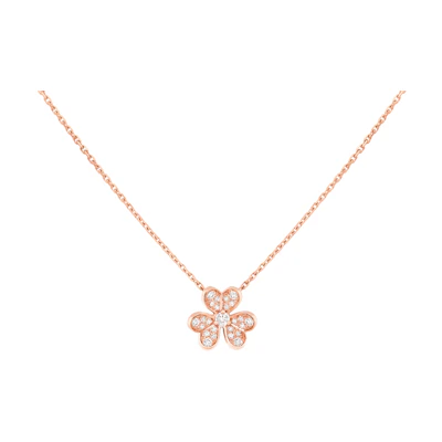 (Women) Van Cleef & Arpels Frivole Flower Pendant 18K Rose Gold Diamond Necklace for Women VCARP7RI00