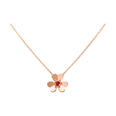 (Women) Van Cleef & Arpels Frivole Mini 18K Rose Gold Necklace for Women. VCARP7S800