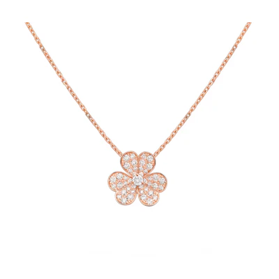 (Women) Van Cleef & Arpels Frivole Pendant Small Rose Gold 18K Necklace for Women. VCARP7RL00
