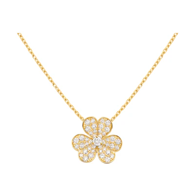 (Women) Van Cleef & Arpels Frivole Pendant Small Yellow Gold Diamond Necklace for Women VCARP2V100