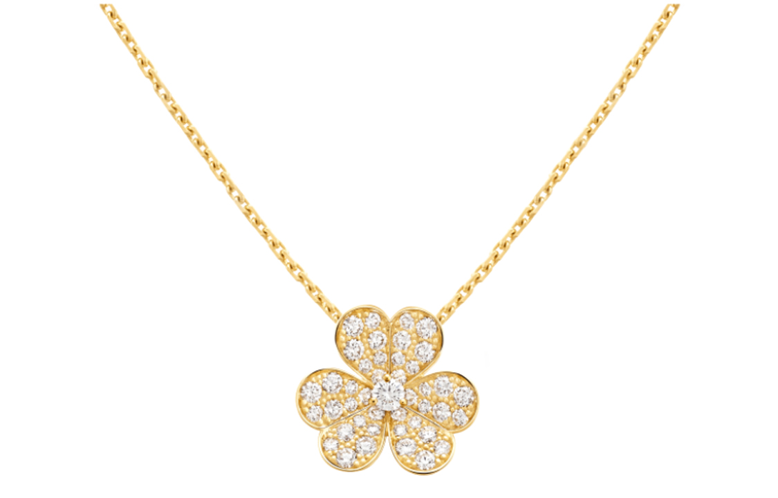 Order (W) 梵克雅寶 Frivole 小黃金鑽石吊墜項鍊 女款 VCARP2V100