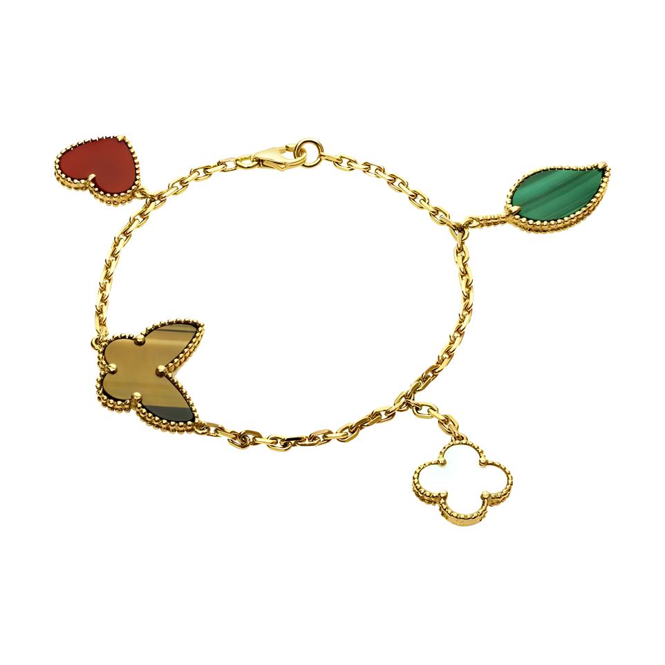 (Women) Van Cleef & Arpels Lucky Alhambra 18K Gold Four Motif Bracelet  Multicolor VCARD79600