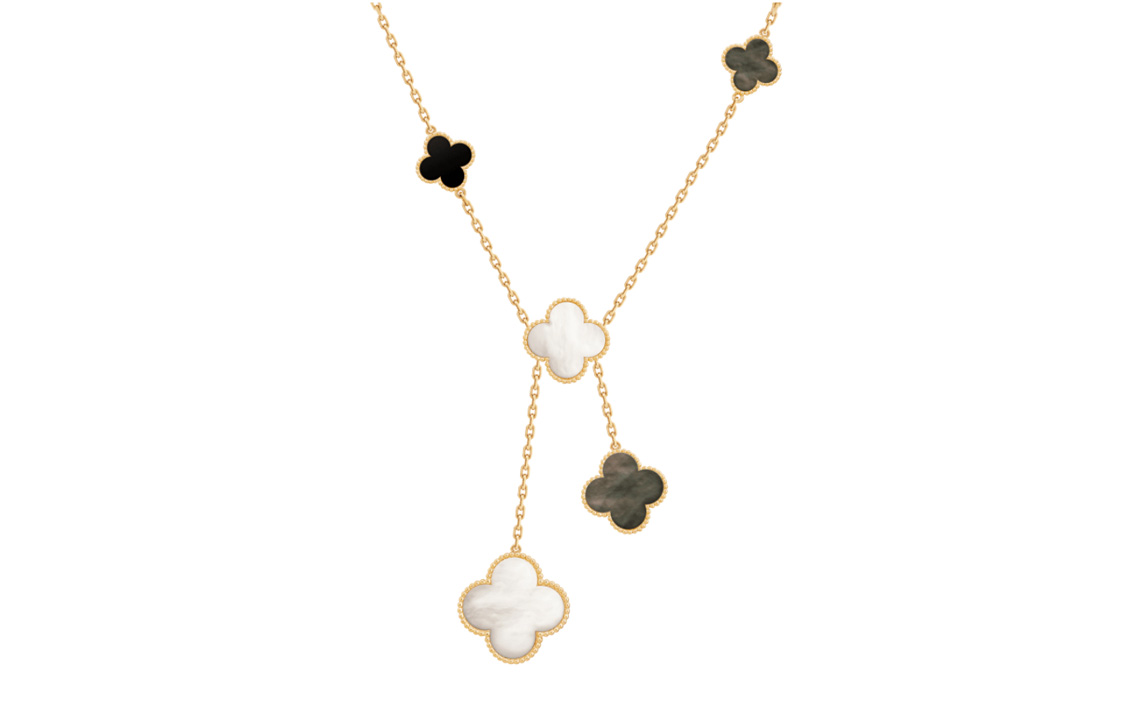 (Women) Van Cleef & Arpels Magic Alhambra 6-Motif Onyx & Mother-of-Pearl Clover Necklace. VCARD79200