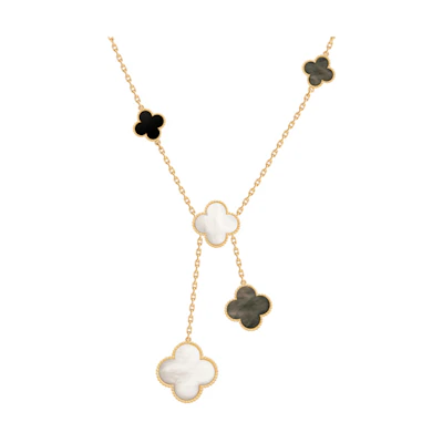 (Women) Van Cleef & Arpels Magic Alhambra 6-Motif Onyx & Mother-of-Pearl Clover Necklace. VCARD79200