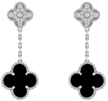 (Women) Van Cleef & Arpels Magic Alhambra Earrings White Gold Diamond Onyx Jewelry VCARP2RA00 (Women) Van Cleef & Arpels Magic Alhambra Earrings White Gold Diamond Onyx Jewelry VCARP2RA00