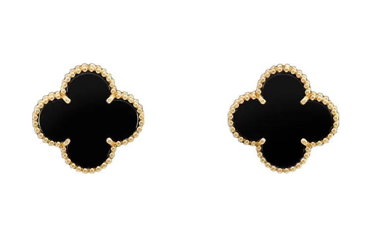 (Women) Van Cleef & Arpels Magic Alhambra Onyx Clover 20mm Gold Earrings for Women. VCARA44300