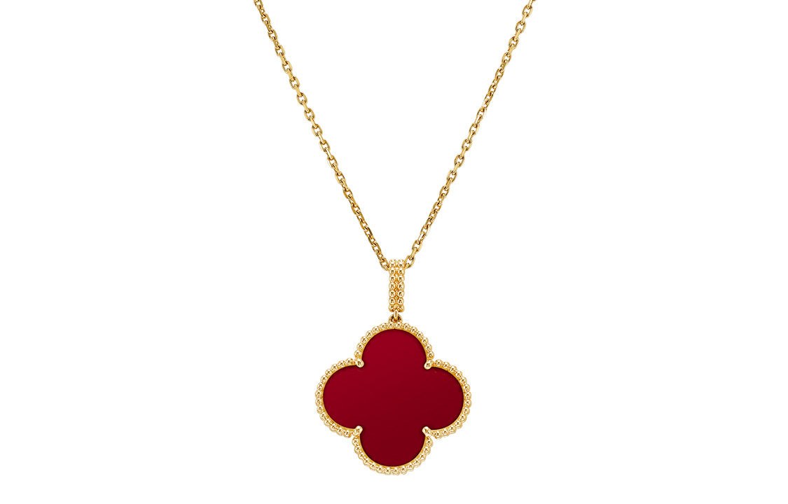 (Women) Van Cleef & Arpels Magic Alhambra Red Carnelian 18k Yellow Gold Necklace. VCARO49N00