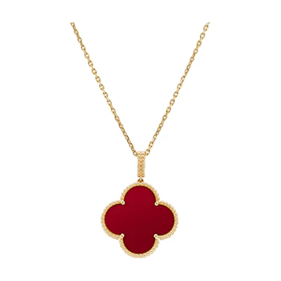 (Women) Van Cleef & Arpels Magic Alhambra Red Carnelian 18k Yellow Gold Necklace. VCARO49N00