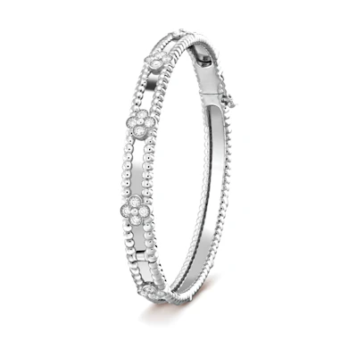(Women) Van Cleef & Arpels Perlée Sweet Clovers Small Silver Diamond Bracelet for Women VCARP6X900