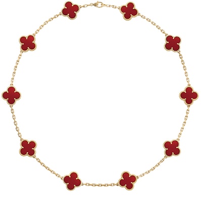 (W) Kalung Van Cleef & Arpels Red Agate 10 Flower 4-Leaf Clover Emas 18K. VCARD40600 Details for (W) Kalung Van Cleef & Arpels Red Agate 10 Flower 4-Leaf Clover Emas 18K. VCARD40600