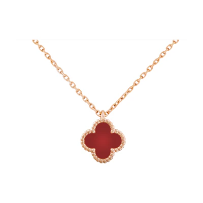 (Women) Van Cleef & Arpels Red Carnelian 18K Rose Gold Necklace for Women Red. VCARN59M00