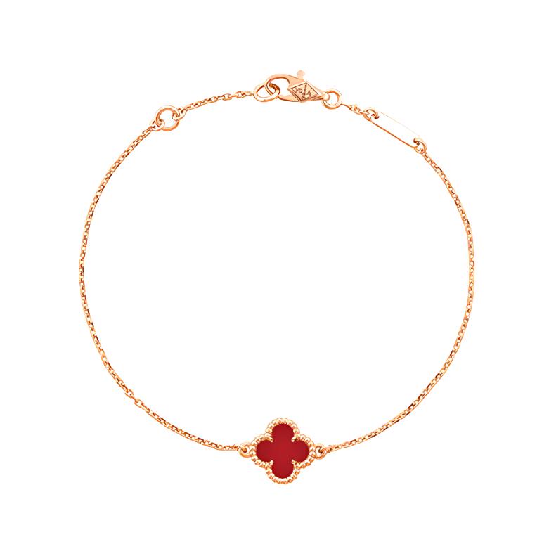 (Women) Van Cleef & Arpels Red Carnelian 18K Rose Gold Bracelet for Women Gold. VCARN59K00
