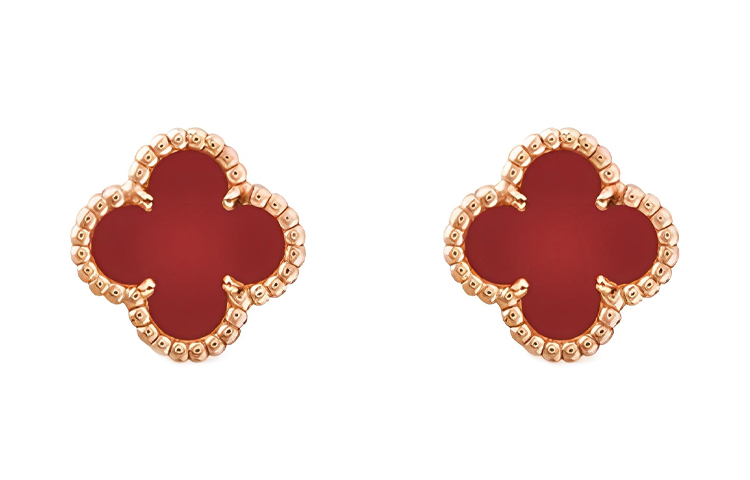 Lookbook (W) Anting Wanita Van Cleef & Arpels Red Carnelian Emas Rose 18k Single Flower. VCARN6BO00