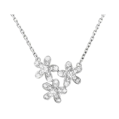 (Women) Van Cleef & Arpels Socrate 3-Flower White Gold Diamond Pendant for Women. VCARB14900