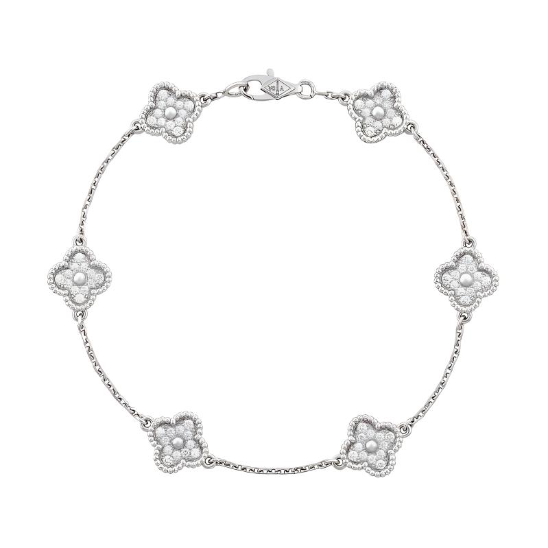 (Women) Van Cleef & Arpels Sweet Alhambra 18k White Gold Bracelet Silver VCARO85700
