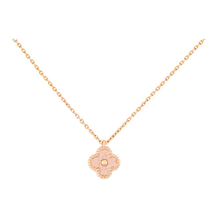 (Women) Van Cleef & Arpels Sweet Alhambra Clover 18K Rose Gold Necklace - Mini Single Flower VCARO8DF00