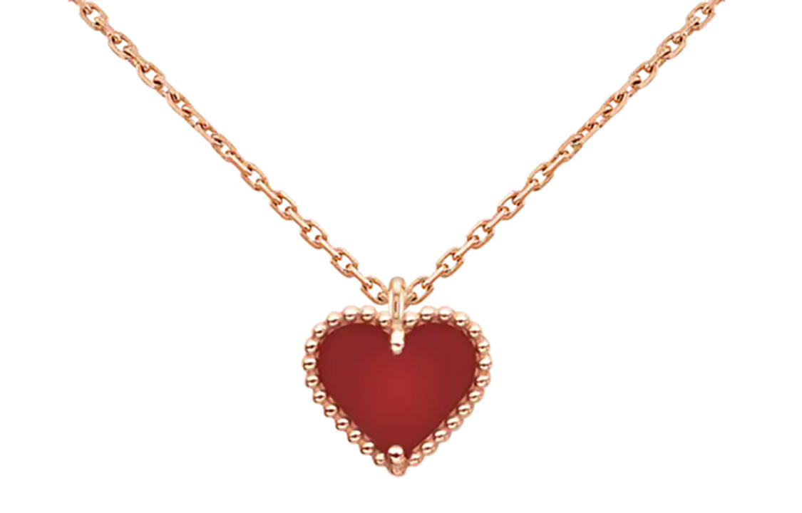 (Women) Van Cleef & Arpels Sweet Hearts Red Carnelian Rose Gold Necklace for Women. VCARN59N00