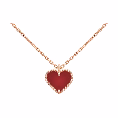 (Women) Van Cleef & Arpels Sweet Hearts Red Carnelian Rose Gold Necklace for Women. VCARN59N00