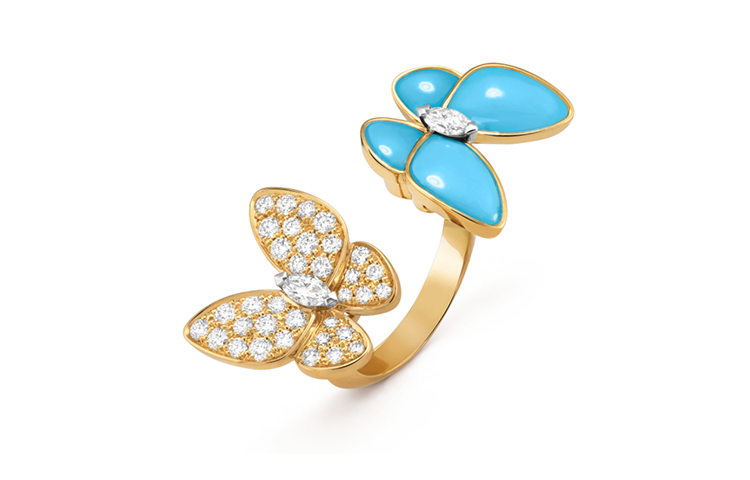 (Women) Van Cleef & Arpels Two Butterfly Yellow Gold Between the Finger  Ring VCARP7UZ00
