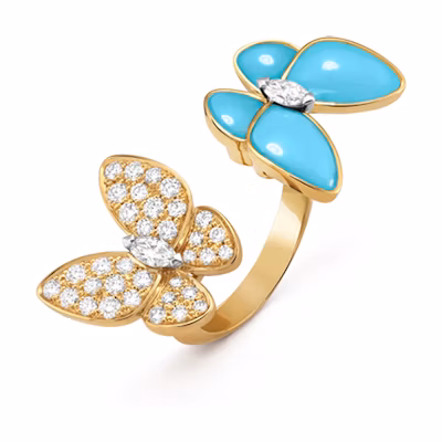 (Women) Van Cleef & Arpels Two Butterfly Yellow Gold Between the Finger Ring VCARP7UZ00
