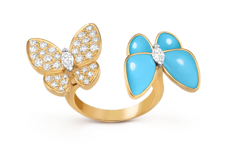Lookbook (W) Van Cleef & Arpels Two Butterfly Cincin Emas Kuning Antara Jari. VCARP7UZ00