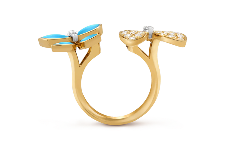 Purchase (W) Van Cleef & Arpels Two Butterfly Cincin Emas Kuning Antara Jari. VCARP7UZ00