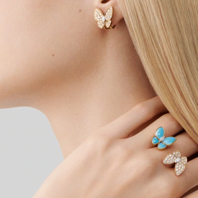 (W) Van Cleef & Arpels Two Butterfly Cincin Emas Kuning Antara Jari. VCARP7UZ00 Details for (W) Van Cleef & Arpels Two Butterfly Cincin Emas Kuning Antara Jari. VCARP7UZ00