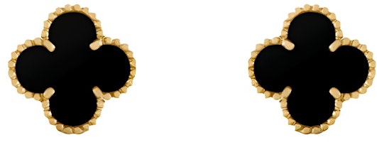 (Women) Van Cleef & Arpels Vintage Alhambra 15mm Clover Gold Onyx Earrings for Women. VCARA44200 (Women) Van Cleef & Arpels Vintage Alhambra 15mm Clover Gold Onyx Earrings for Women. VCARA44200