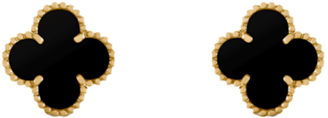 (W) 梵克雅寶Vintage Alhambra 15mm三葉草黃金黑瑪瑙耳環女士款 VCARA44200 Order (W) 梵克雅寶Vintage Alhambra 15mm三葉草黃金黑瑪瑙耳環女士款 VCARA44200