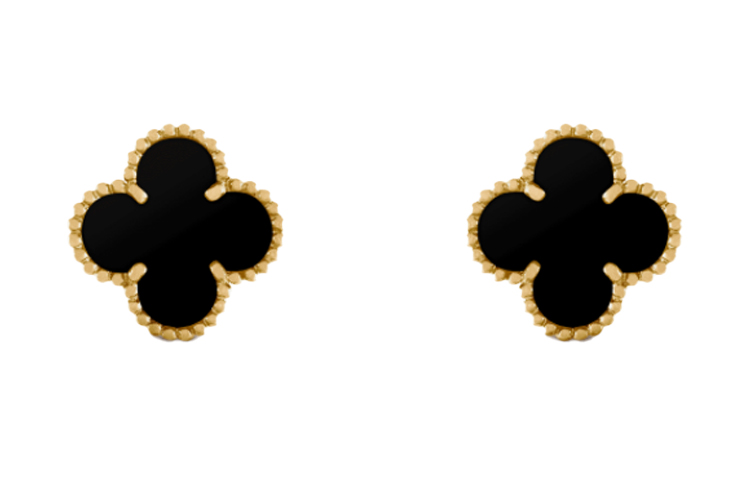 Shop (W) 梵克雅寶Vintage Alhambra 15mm三葉草黃金黑瑪瑙耳環女士款 VCARA44200