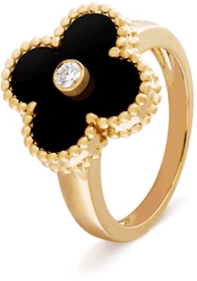 (W) Anillo de Trébol Vintage Alhambra de Oro 18k con Diamantes para Mujer Van Cleef. VCARA41000 Lookbook (W) Anillo de Trébol Vintage Alhambra de Oro 18k con Diamantes para Mujer Van Cleef. VCARA41000