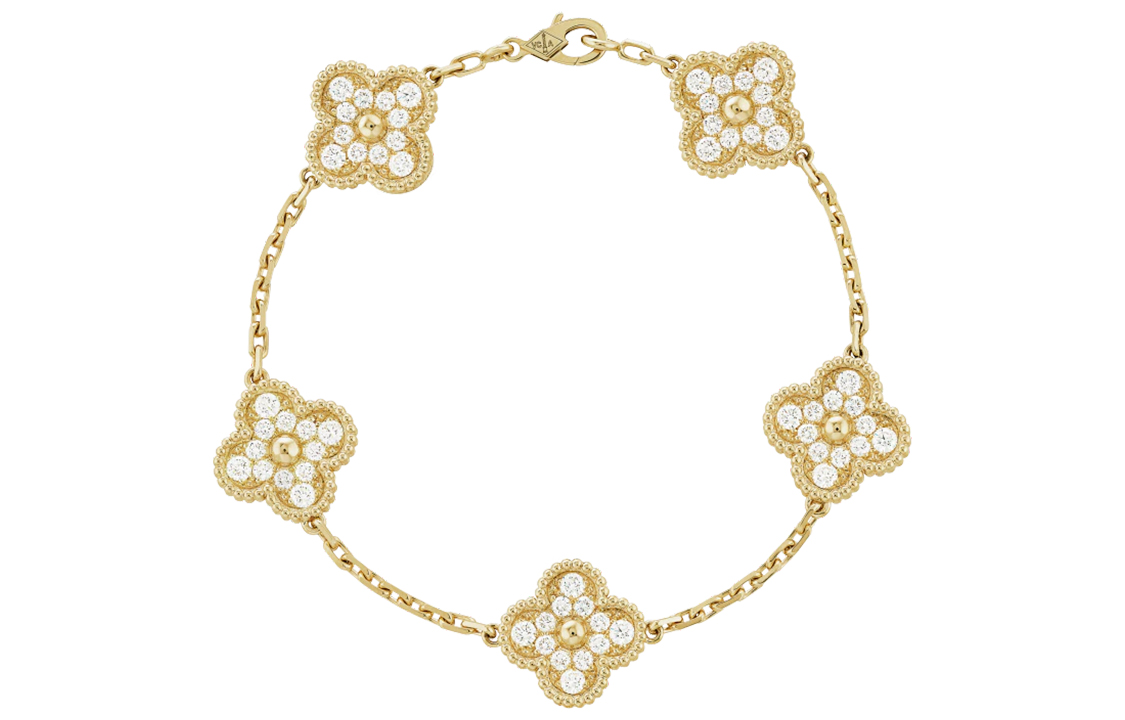Buy (W) Van Cleef & Arpels Vintage Alhambra Gelang Berlian Clover 5-Motif. vcara41400