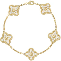 (Women) Van Cleef & Arpels Vintage Alhambra Diamond Clover 5-Motif Bracelet. vcara41400 (Women) Van Cleef & Arpels Vintage Alhambra Diamond Clover 5-Motif Bracelet. vcara41400