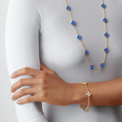 (W) Van Cleef & Arpels Vintage Alhambra Gelang Berlian Clover 5-Motif. vcara41400 Cheap (W) Van Cleef & Arpels Vintage Alhambra Gelang Berlian Clover 5-Motif. vcara41400