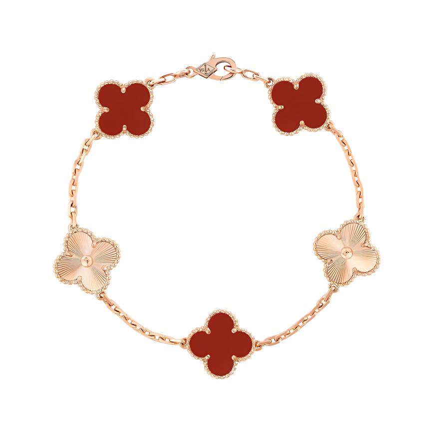 (Women) Van Cleef & Arpels Vintage Alhambra Five Clover Malachite Bracelet for Women. VCARP7RP00