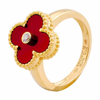 (Women) Van Cleef & Arpels Vintage Alhambra Red Carnelian Ring for Women. VCARD40800