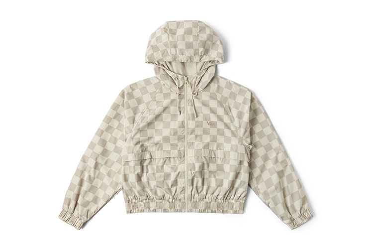 (Women) Vans  Oatmeal Checkerboard Hooded Zip-Up Jacket. VN000GUYCWA