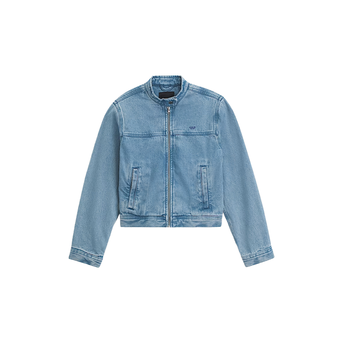 (Women) Vans  Retro Zip-Up Denim Jacket with Stand-Up Collar VN000T94CDX