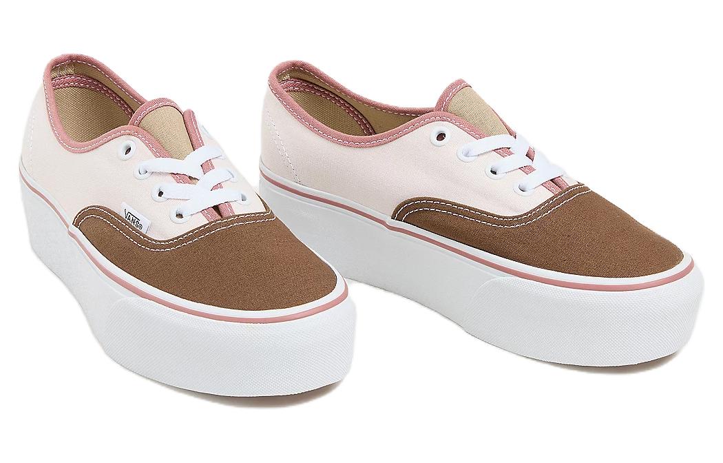 Lookbook Vans Authentic Stackform 厚底百搭舒適 耐磨增高防滑 低幫 帆布鞋 女款 粉棕色