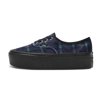 (W) Vans Authentic Stackform 'Velvet Plaid - Green Black'