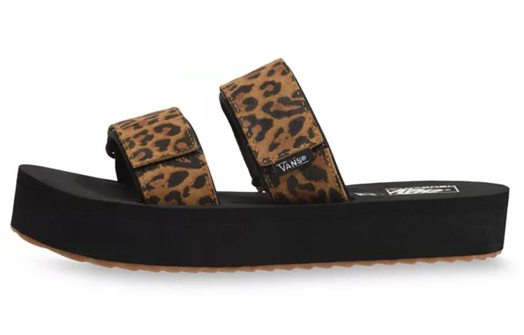 (Women) Vans Cayucas Sandal Leopard Print Black VN0A4U1X4Y5