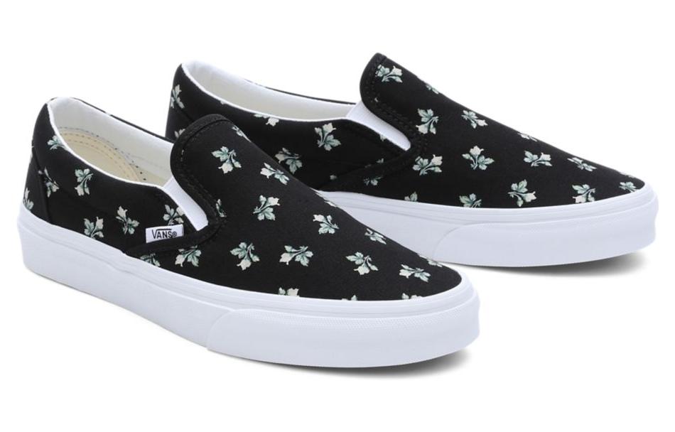 Lookbook (W) Vans Klasik Slip-On Bunga 'Hitam Putih' VN000BVZBLA