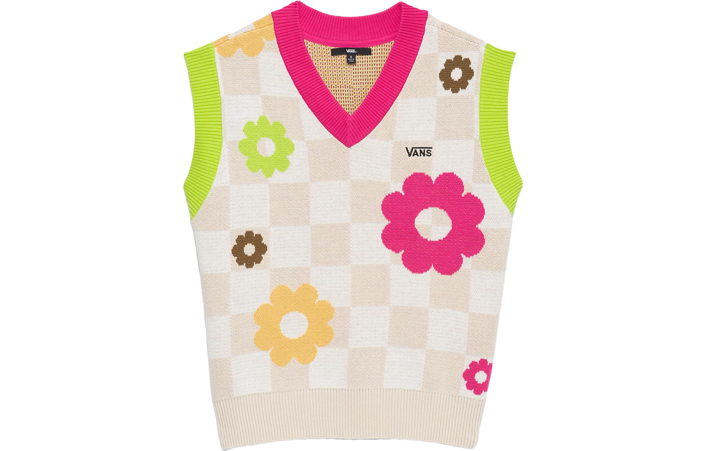 (Women) Vans Floral V-Neck Sleeveless Sweater Vest Multicolor. VN00076D2N1